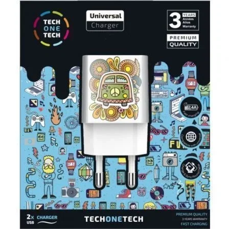 Tech One Tech TEC2503 Cargador de Pared 2xUSB 12W Carga Rápida Inteligente IC 2.4A Max